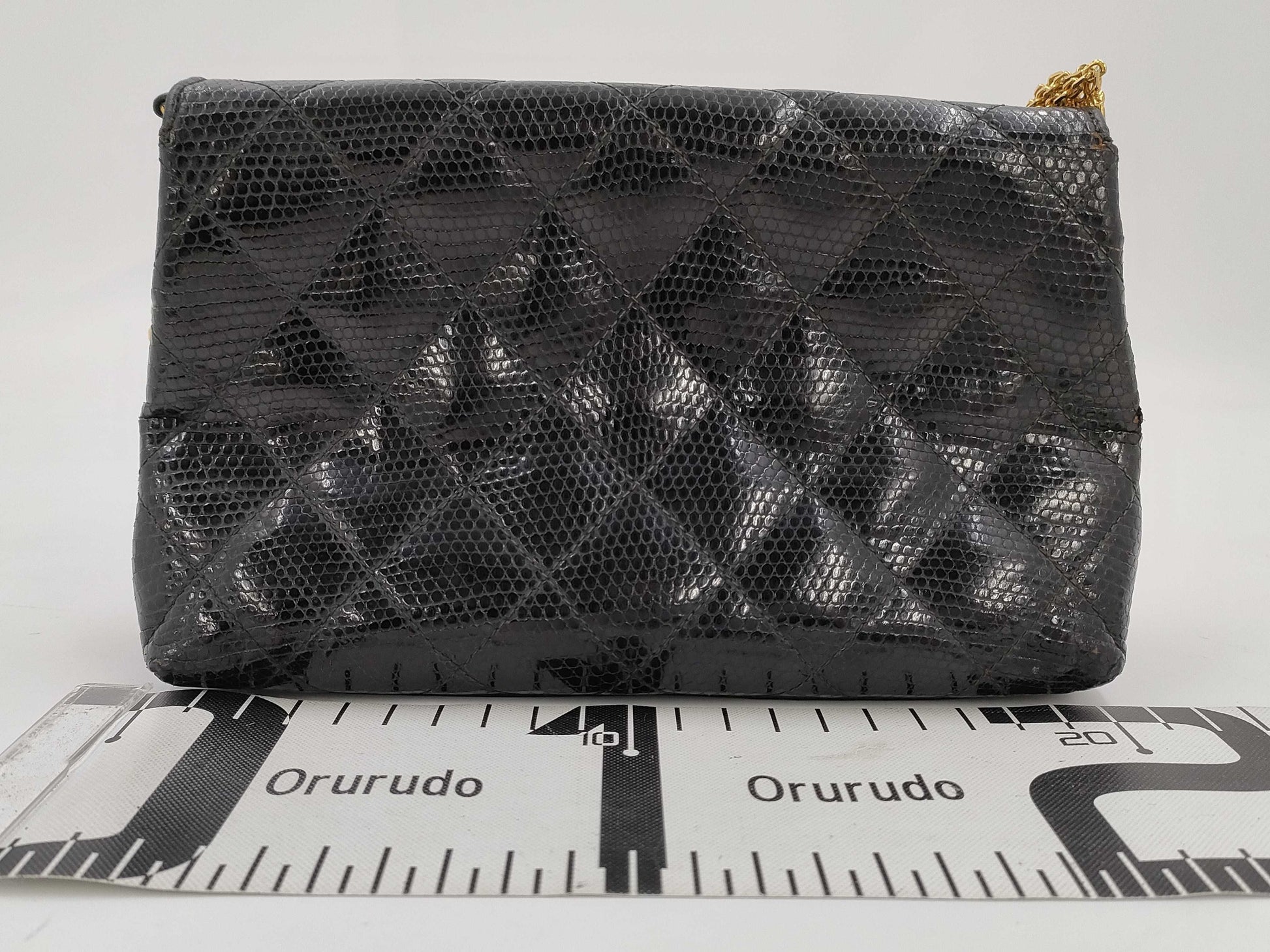 CHANEL Lizard Black Shoulder Bag