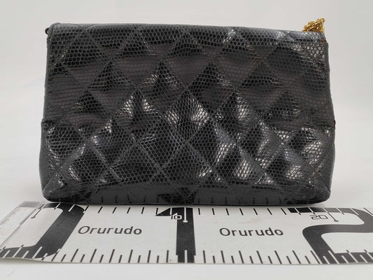 CHANEL Lizard Black Shoulder Bag