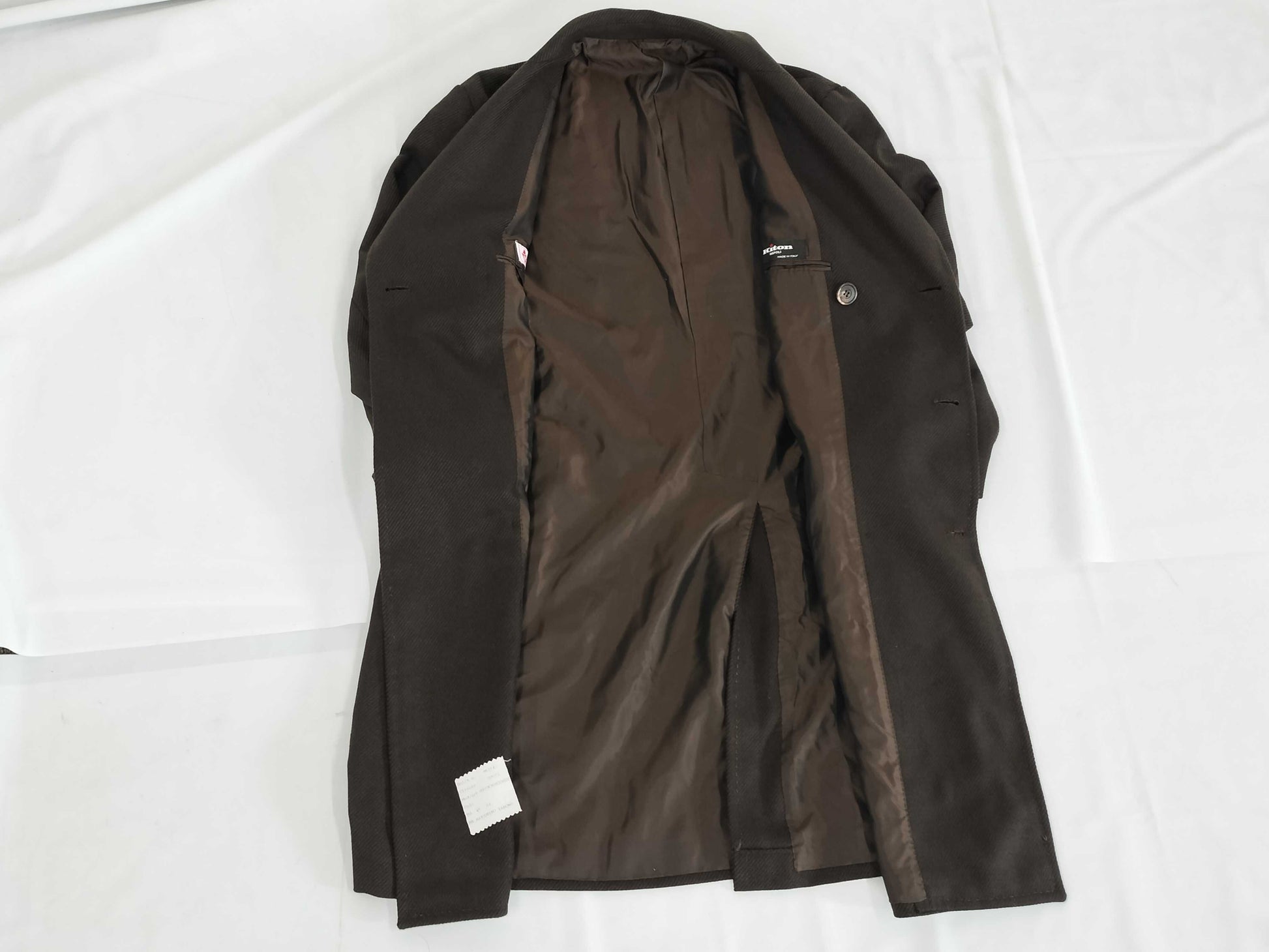 Kiton Chesterfield Coat, Cashmere and Vicuna, Brown and Black, Size 48