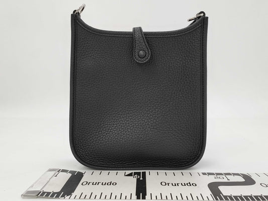 HERMES Mini Evelyne Amazone 16 TPM Noir Black Shoulder Bag with Silver Hardware and Stamped "B"