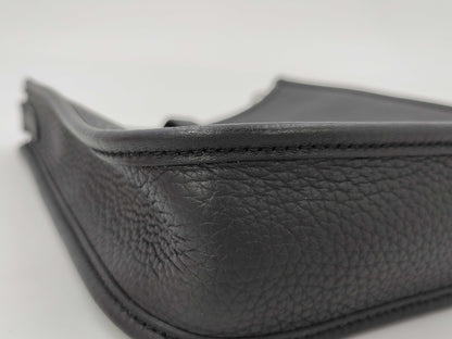 HERMES Mini Evelyne Amazone 16 TPM Noir Black Shoulder Bag with Silver Hardware and Stamped "B"