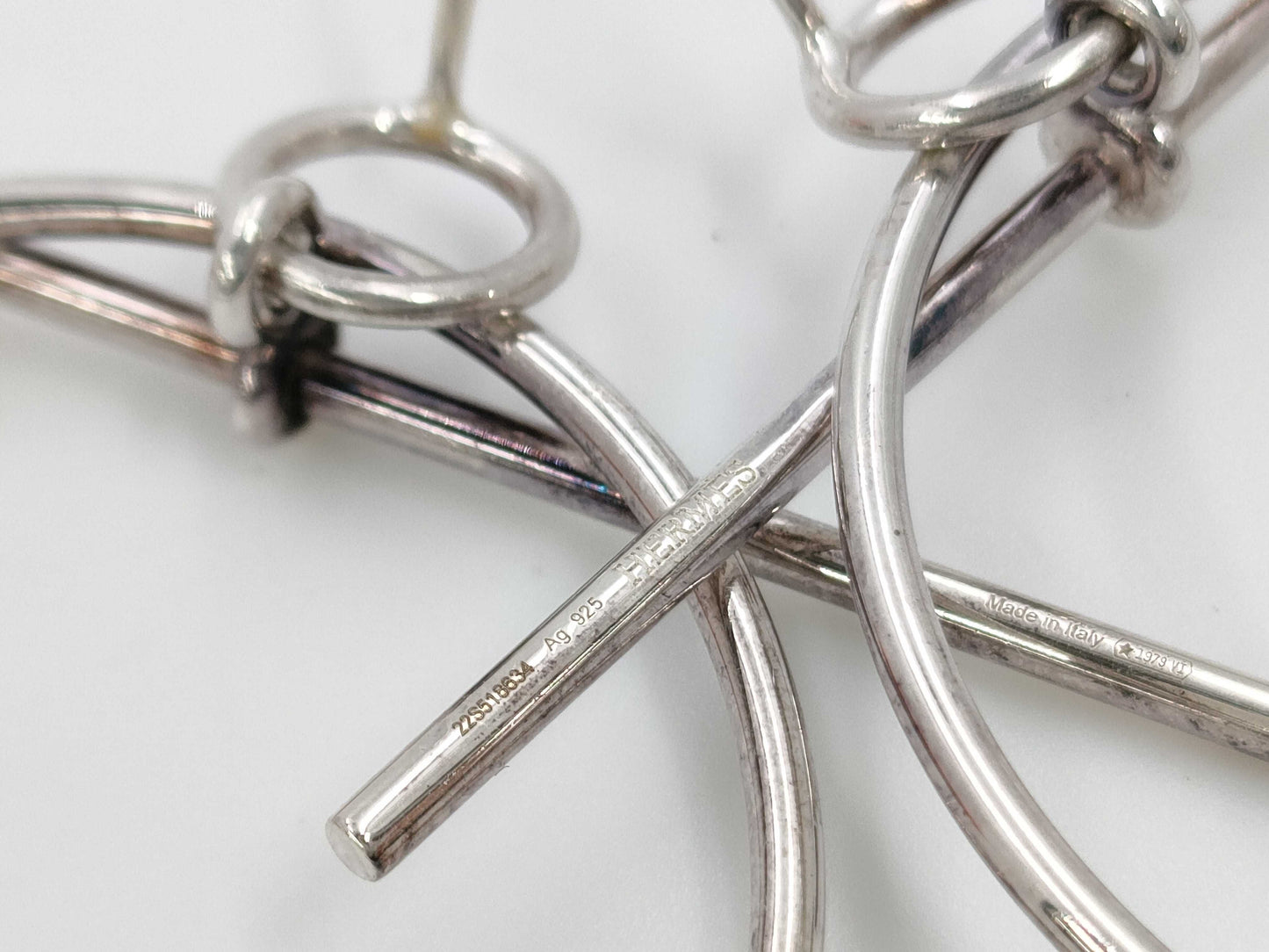 HERMES Hoop Earrings, Medium, Silver 925, 22S518634