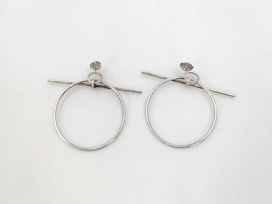 HERMES Hoop Earrings, Medium, Silver 925, 22S518634