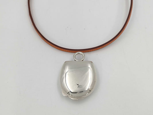 HERMES Locket Pill Case Necklace 925 Necklace
