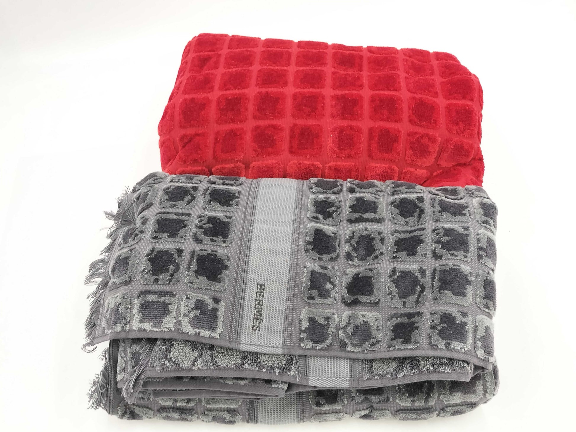 HERMES Towel Set, Red Gray, Daily Necessities