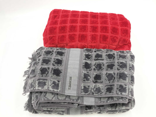 HERMES Towel Set, Red Gray, Daily Necessities