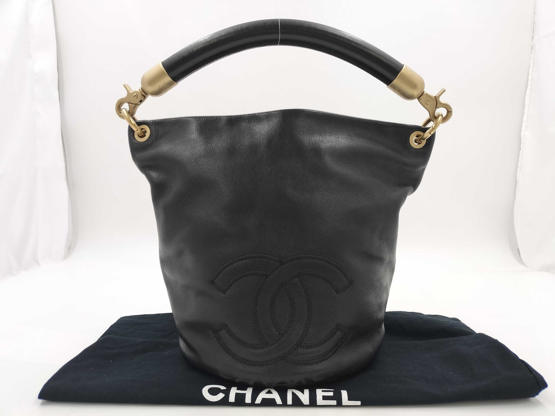 CHANEL Lambskin Handbag Bucket Handbag