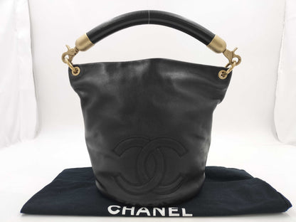 CHANEL Lambskin Handbag Bucket Handbag