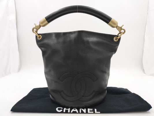 CHANEL Lambskin Handbag Bucket Handbag