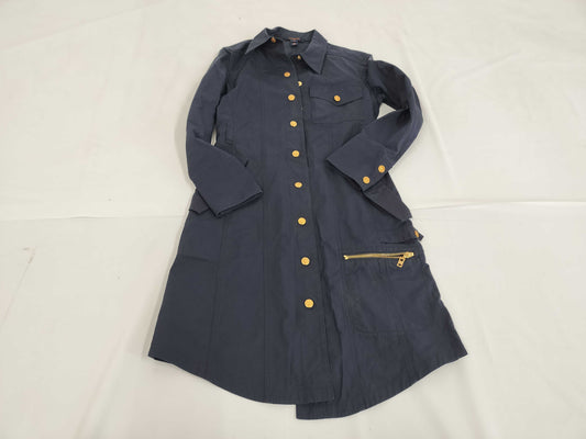 LOUIS VUITTON 22SS Louis Vuitton Gold Button Shirt Dress Size 34 Navy Coat