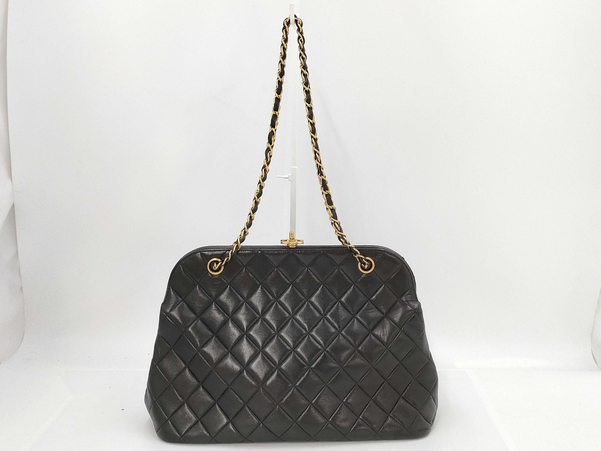 CHANEL Matelasse Lamb Turnlock Shoulder Tote Bag with Seal