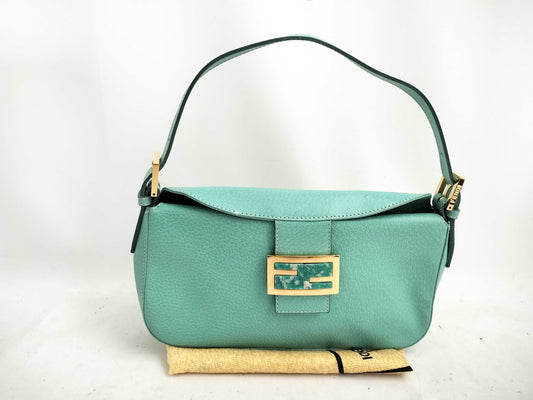 FENDI Light Blue Leather Shoulder Bag