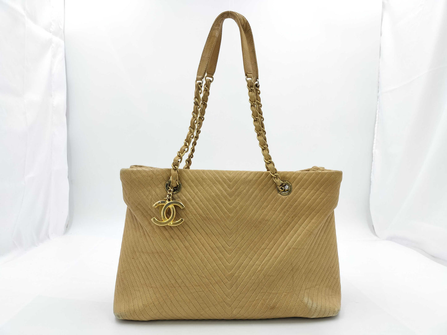 CHANEL V-stitch tote bag with Coco mark