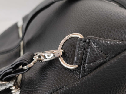 JRA Crocodile Leather Backpack/Backpack, Black/White, Dyed with Pouch