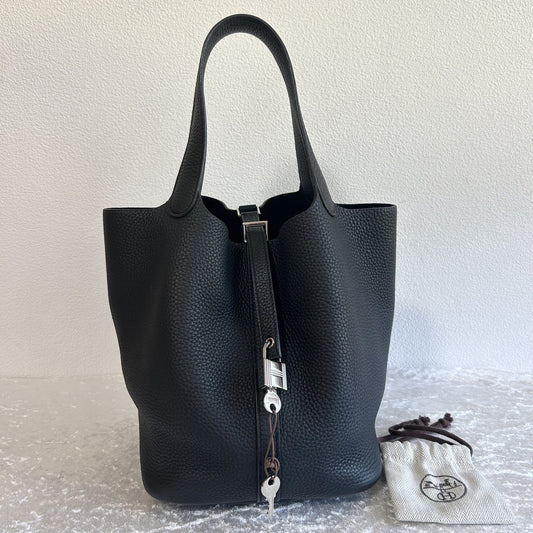 HERMES Picotin Lock MM Noir Black Y Stamp Handbag