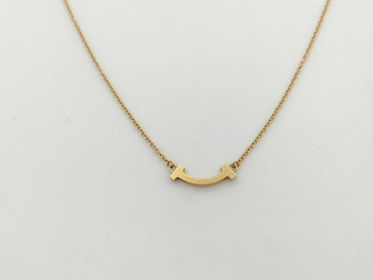 Tiffany & Co. T Smile Mini YG Au750 2.2g Necklace 