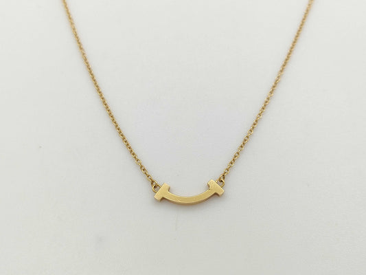 Tiffany & Co. T Smile Mini YG Au750 2.2g Necklace 