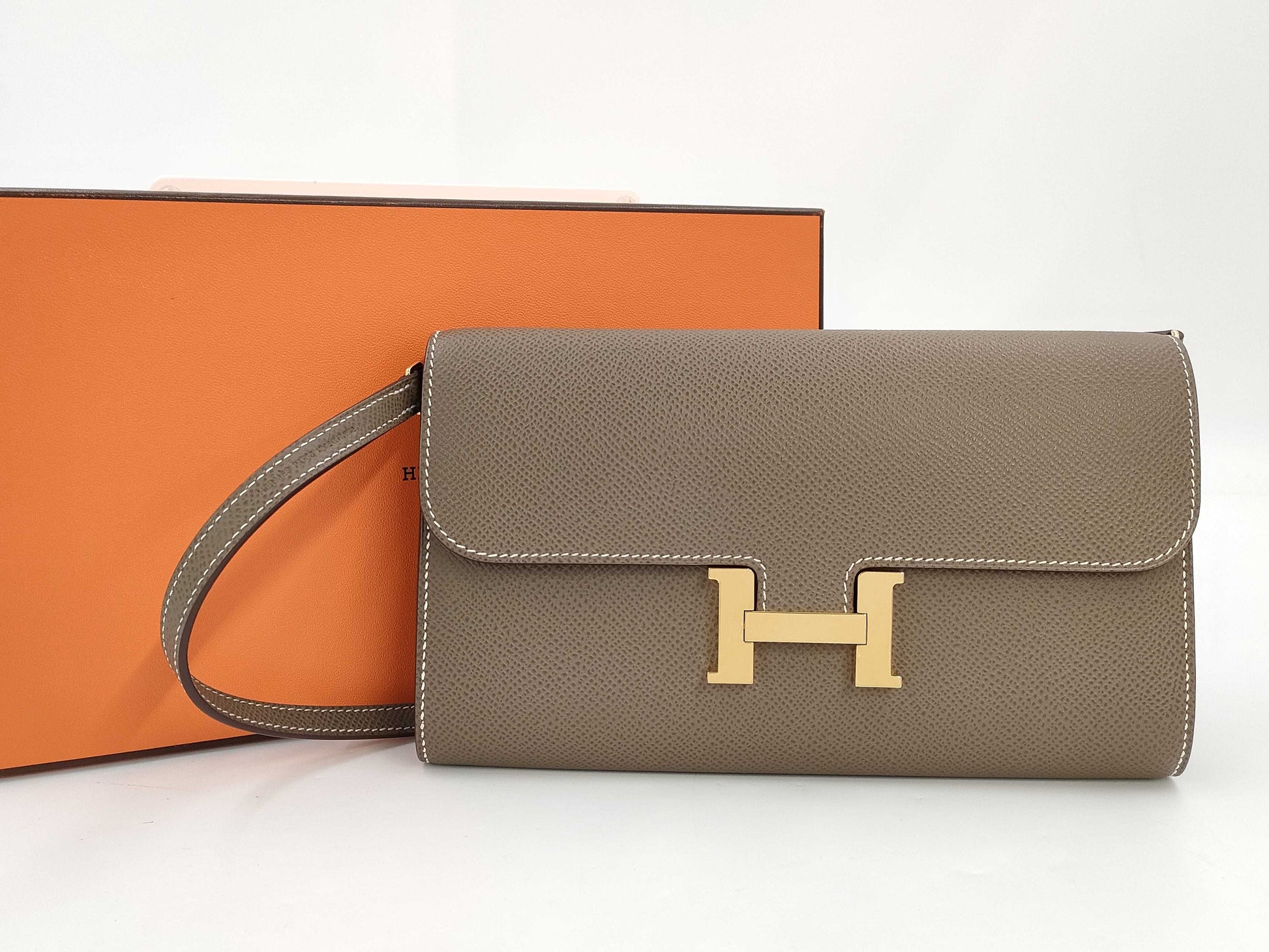 HERMES Constance Long To-Go Etoupe Gold Hardware U Stamp Wallet