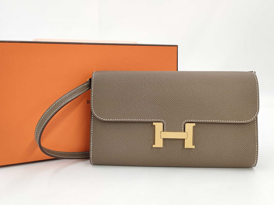 HERMES Constance Long To-Go Etoupe Gold Hardware U Stamp Wallet