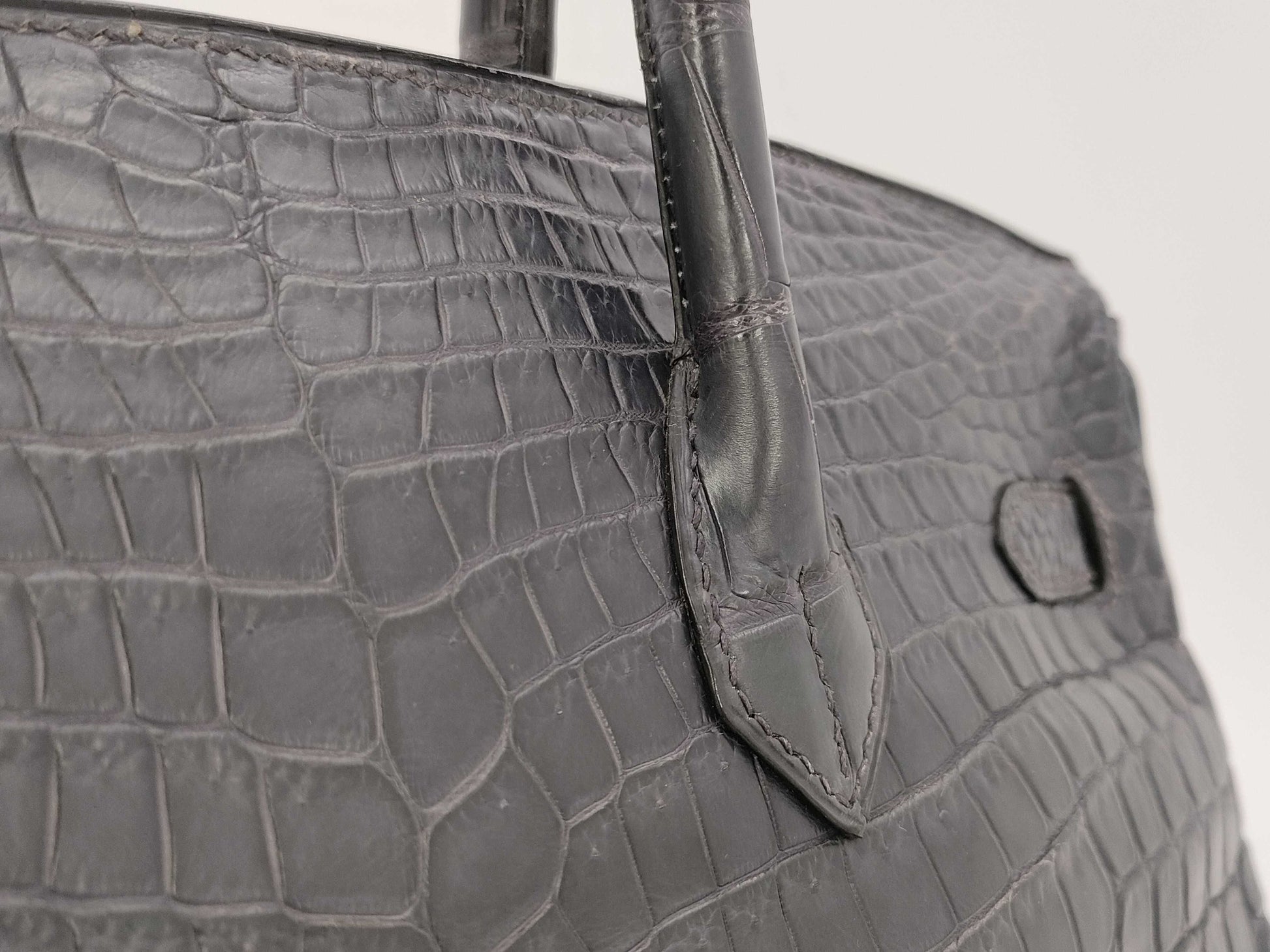 HERMES Birkin 35 Niloticus Matte Silver Hardware Handbag