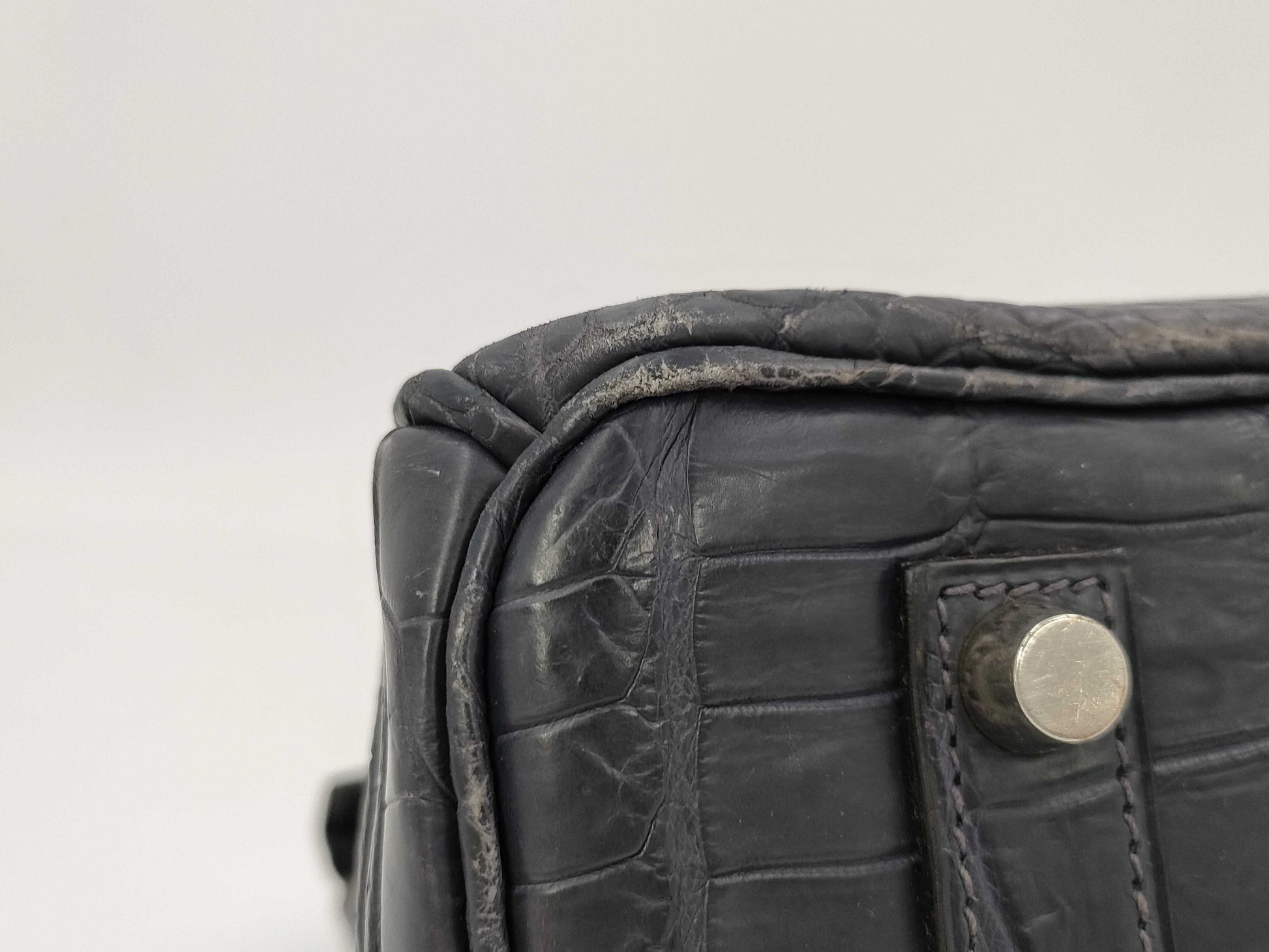 HERMES Birkin 35 Niloticus Matte Silver Hardware Handbag