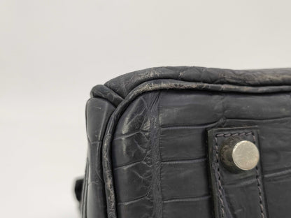 HERMES Birkin 35 Niloticus Matte Silver Hardware Handbag