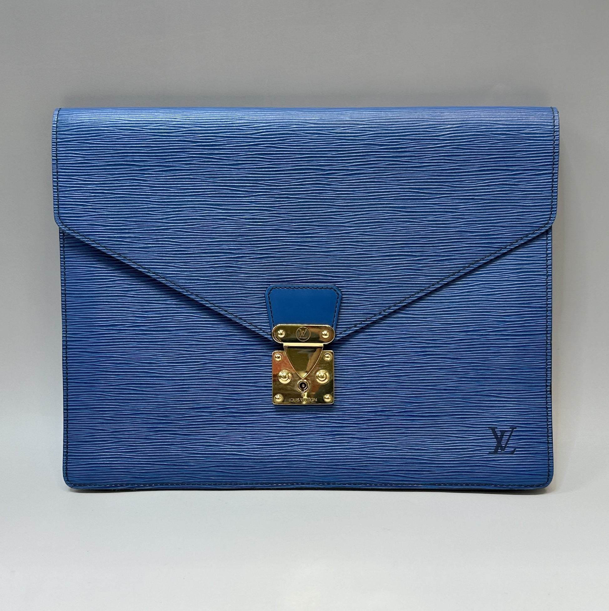 LOUIS VUITTON Epi Leather Porte-Document Senator Document Bag Business Clutch Bag Blue A20980 Business Bag