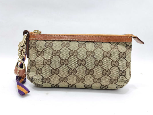 GUCCI GG Canvas Pouch with Jackie Clasp