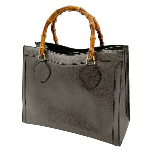 GUCCI Bamboo Handbag Tote Bag 002 0260 200110 Gray Leather Tote Bag