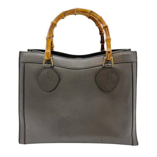 GUCCI Bamboo Handbag Tote Bag 002 0260 200110 Gray Leather Tote Bag