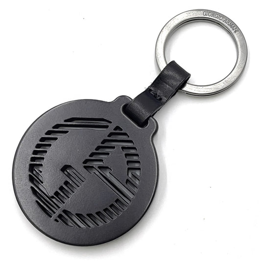 GIORGIO ARMANI Men's Key Ring with Logo and Bag Charm, Black, Y2R424
