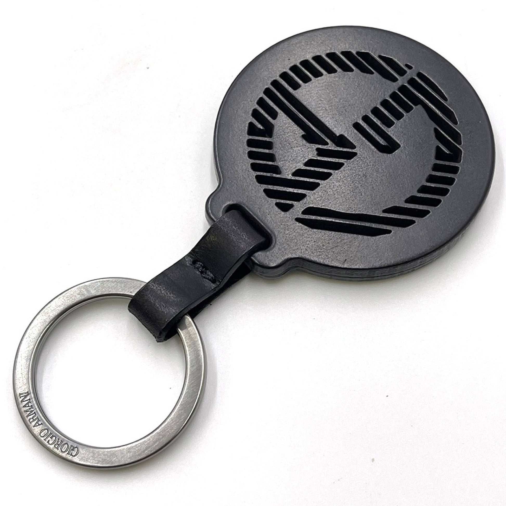 GIORGIO ARMANI Men's Key Ring with Logo and Bag Charm, Black, Y2R424