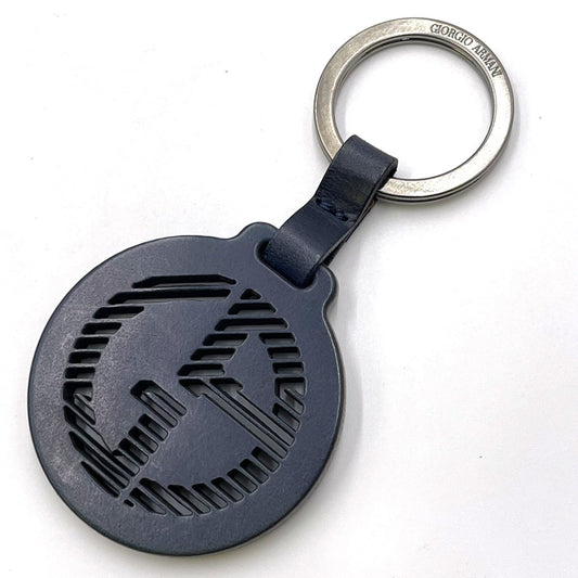 GIORGIO ARMANI Men's Key Ring, Logo Bag Charm, Dark Blue, Y2R424