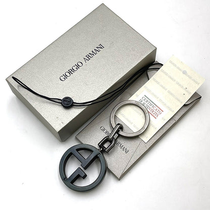 GIORGIO ARMANI Armani Key Ring Y2R407 Men's GIORGIO ARMANI Giorgio Armani Key Holder Logo Bag Charm Leather Dark Blue Key Case/Key Holder