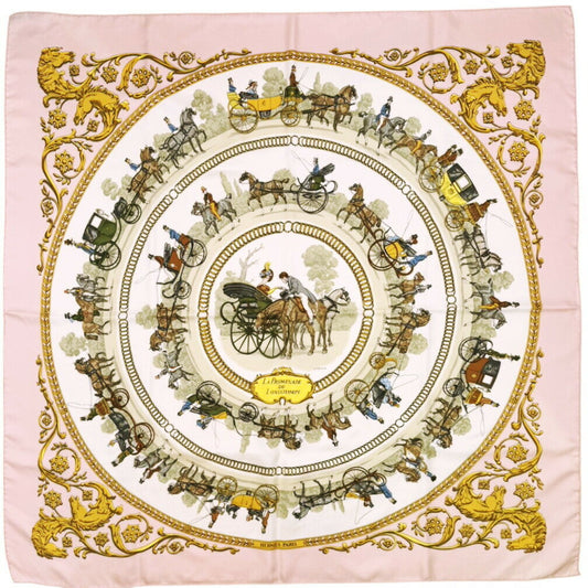 HERMES HERMES Carré 90cm 100% Silk LA PROMENADE DE LONGCHAMPS Stroll to Longchamp Pink Women's Other Accessories