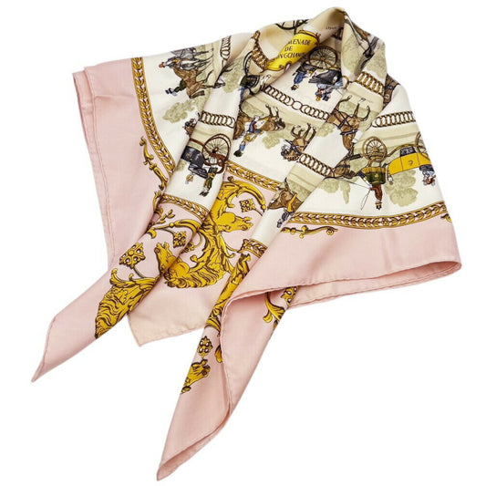 HERMES HERMES Carré 90cm 100% Silk LA PROMENADE DE LONGCHAMPS Stroll to Longchamp Pink Women's Other Accessories