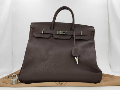 HERMES Haute Couture 45 Taurillon Clemence Leather, Dark Brown with Silver Hardware, 1999, Handbag