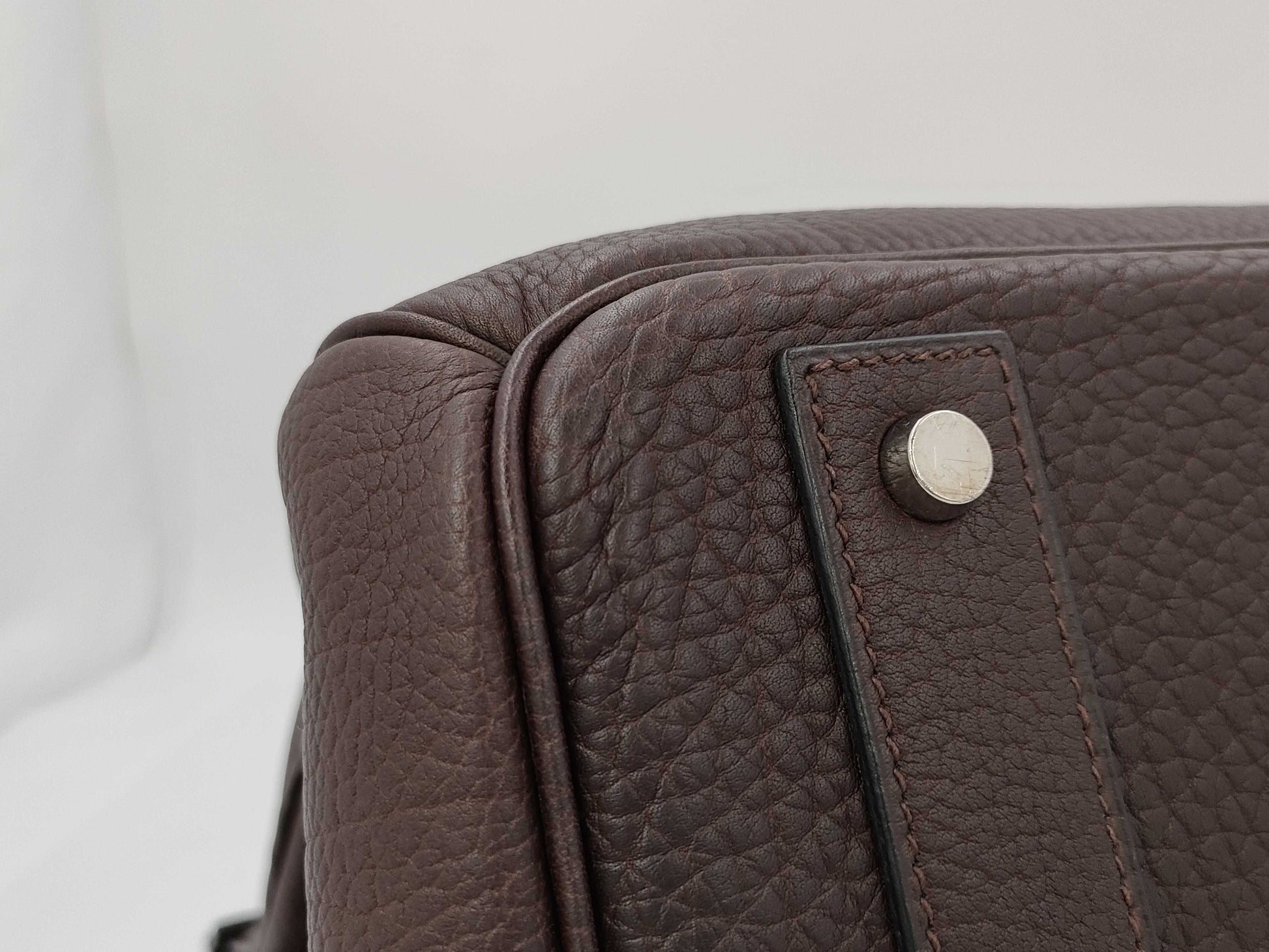 HERMES Haute Couture 45 Taurillon Clemence Leather, Dark Brown with Silver Hardware, 1999, Handbag