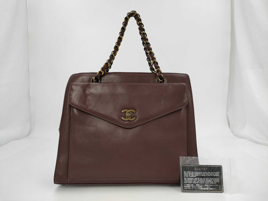 CHANEL Matelasse Chain Tote, Calfskin, Bordeaux, No. 5 Handbag