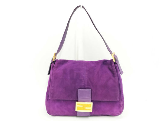 FENDI suede purple handbag