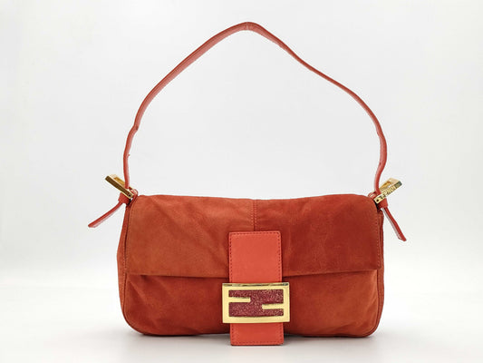 FENDI Suede Orange Handbag