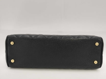 CHANEL Mini Boston Bag, Black, Caviar, with Seal