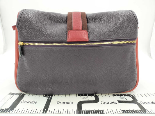 HERMES Boullangue Taurillon Shoulder Bag in Purple and Red with Gold Hardware and R Stamp