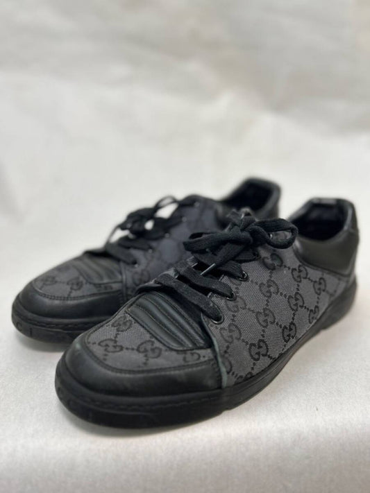 GUCCI GG Logo Leather Canvas Sneakers 5 1/2 Sneakers