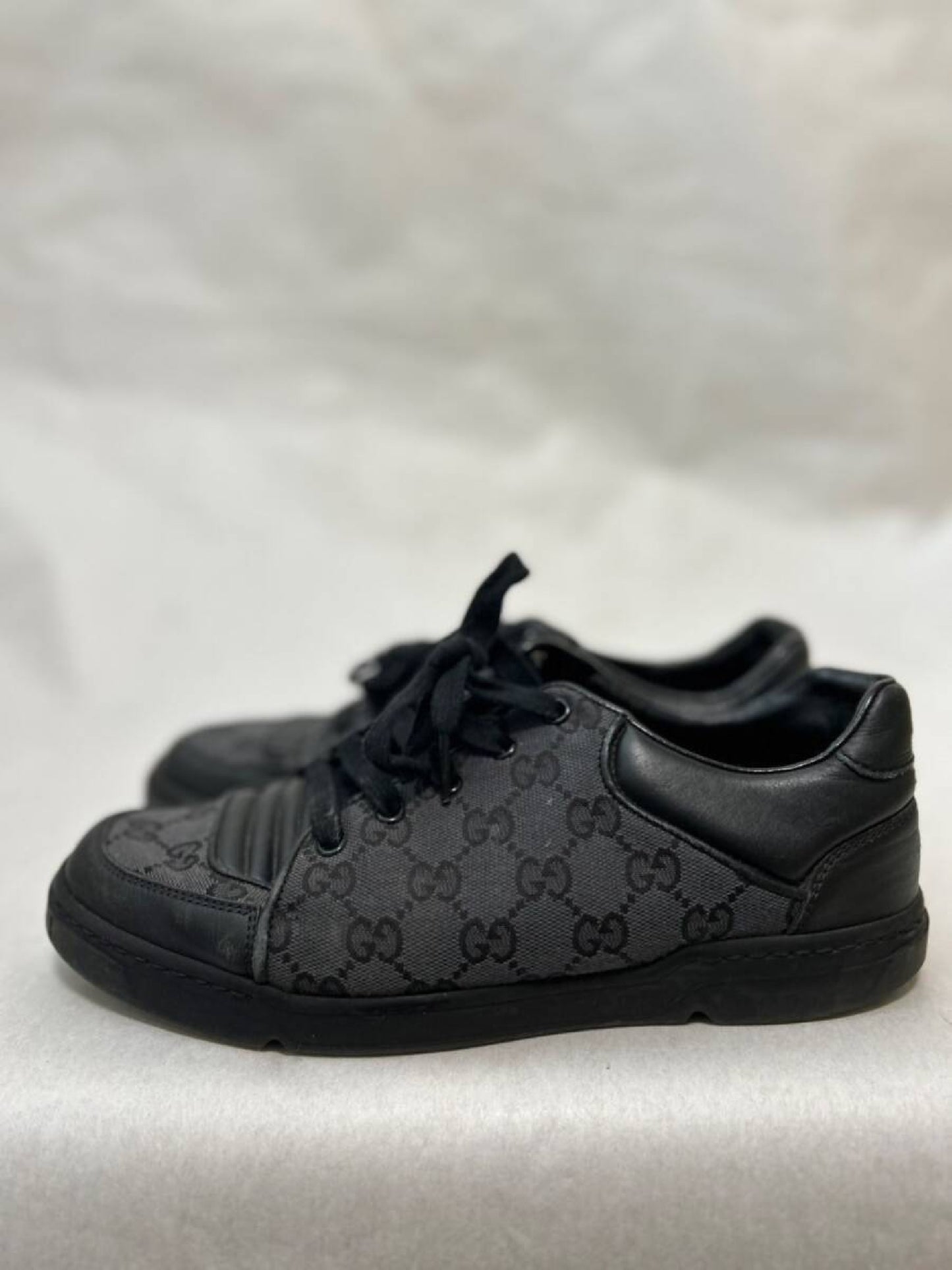 GUCCI GG Logo Leather Canvas Sneakers 5 1/2 Sneakers