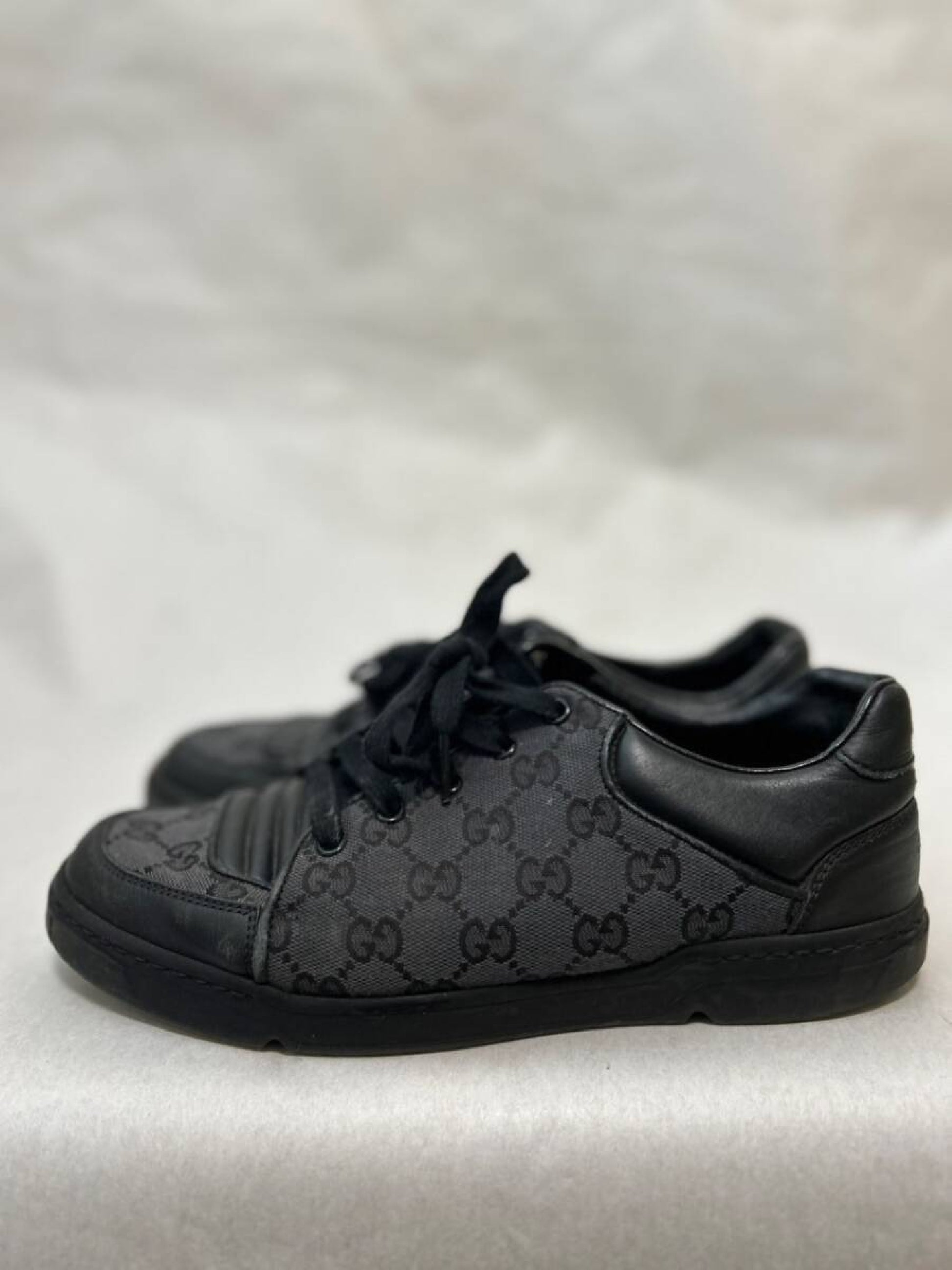 GUCCI GG Logo Leather Canvas Sneakers 5 1/2 Sneakers
