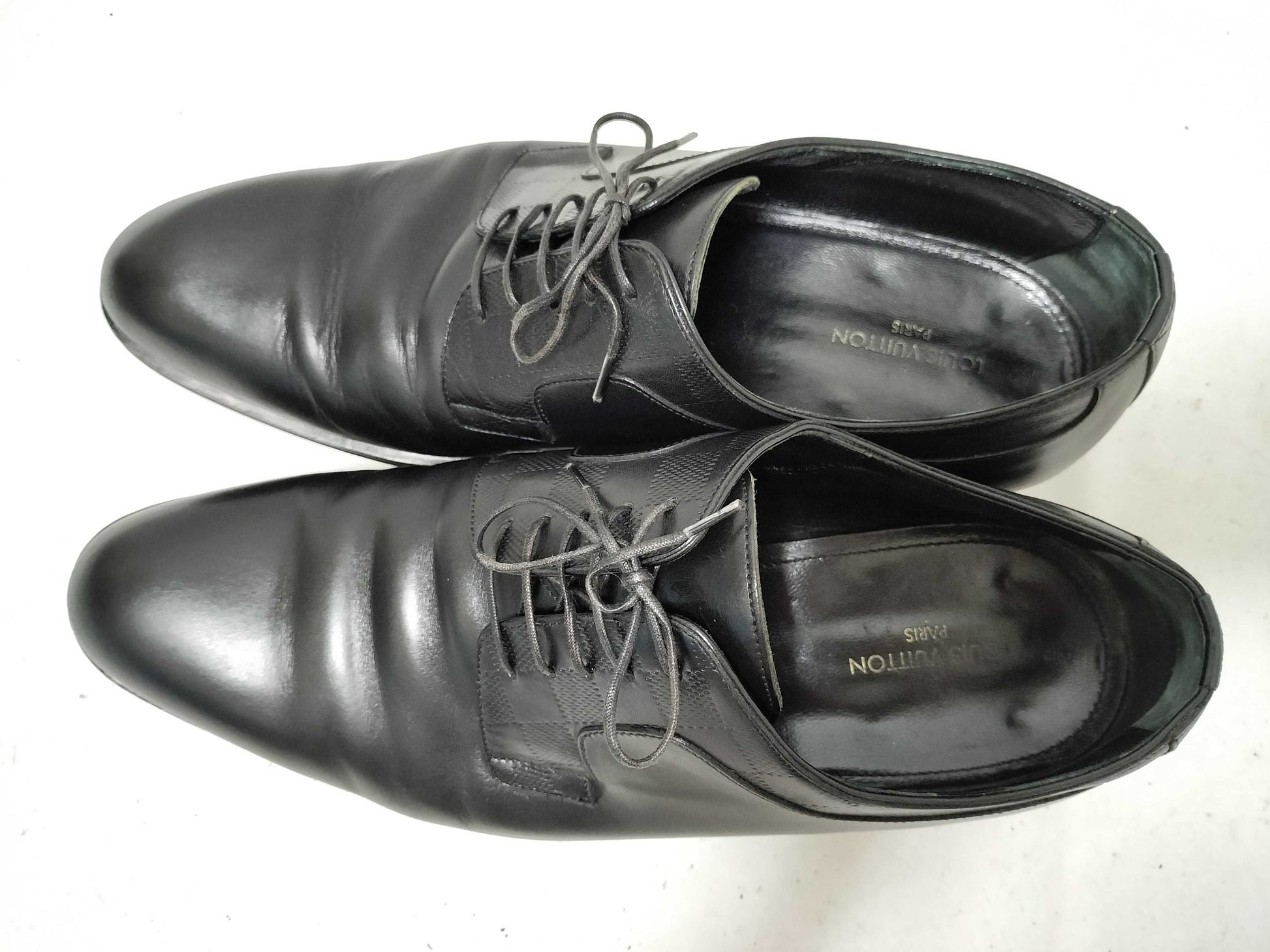LOUIS VUITTON Damier Leather Derby Shoes Size 8 Business Shoes
