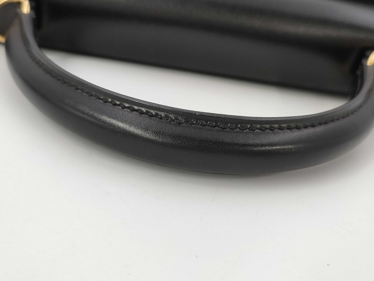 HERMES Kelly 32 Handbag, Black Box Calf Leather with E Stamp and Gold Hardware