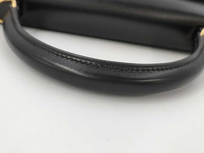 HERMES Kelly 32 Handbag, Black Box Calf Leather with E Stamp and Gold Hardware
