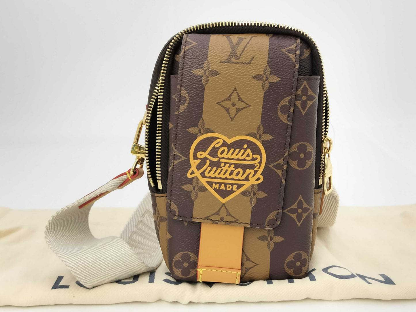 LOUIS VUITTON NIGO Monogram Stripe Double Phone Pouch M81005 Shoulder Bag